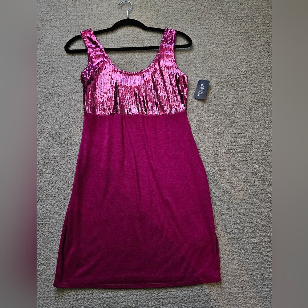 Forever 21 sequin mini dress fushia pink large. nwt.